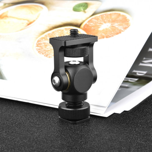 YELANGU 180 degrés pivotant mini trépied support de tête de boule support de chaussure froide adaptateur de vis 1/4 pouce (noir) SY954B607-010