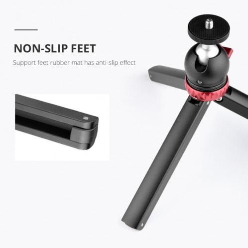 YELANGU T1 YLG1202A Mini support de trépied de bureau en métal de poche avec rotule à 360 degrés pour reflex numérique et appareils photo numériques (noir) SY046B1041-016