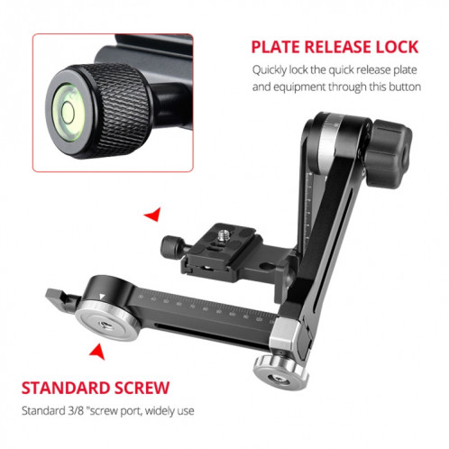 YELANGU A171 YLG0401E-C Tête de trépied à cardan en porte-à-faux horizontal à Rotation à 360 degrés pour caméras DV et SLR domestiques (noir) SY117B994-014