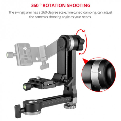 YELANGU A171 YLG0401E-C Tête de trépied à cardan en porte-à-faux horizontal à Rotation à 360 degrés pour caméras DV et SLR domestiques (noir) SY117B994-014