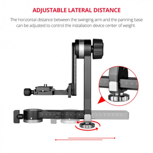 YELANGU A171 YLG0401E-C Tête de trépied à cardan en porte-à-faux horizontal à Rotation à 360 degrés pour caméras DV et SLR domestiques (noir) SY117B994-014