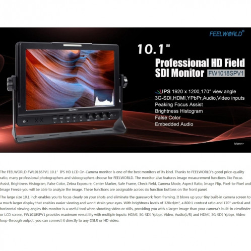 FEELWORLD FW1018SPV1 1920x1200 10.1 pouces écran IPS HD couleur LCD directeur caméra moniteur de terrain SF11291602-08