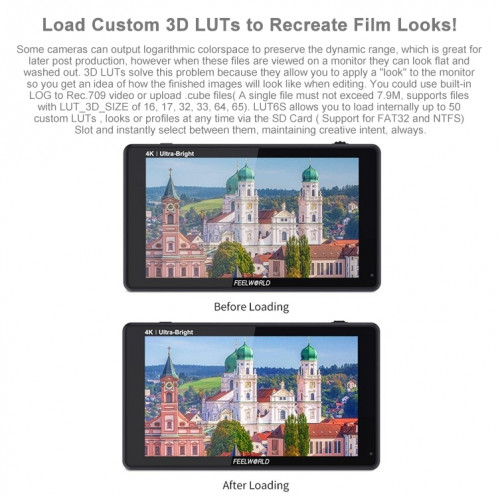 FEELWORLD LUT6S 1920x1080 2600 nits 6 pouces écran IPS HDMI 4K écran tactile SDI HDI caméra moniteur de terrain SF1131768-025