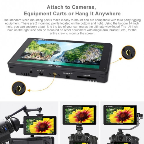 FEELWORLD LUT6S 1920x1080 2600 nits 6 pouces écran IPS HDMI 4K écran tactile SDI HDI caméra moniteur de terrain SF1131768-025