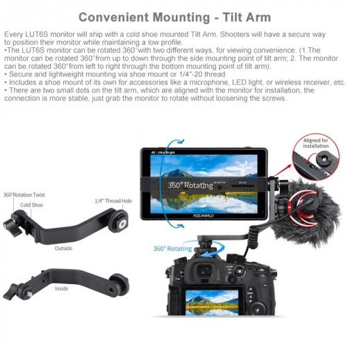 FEELWORLD LUT6S 1920x1080 2600 nits 6 pouces écran IPS HDMI 4K écran tactile SDI HDI caméra moniteur de terrain SF1131768-025