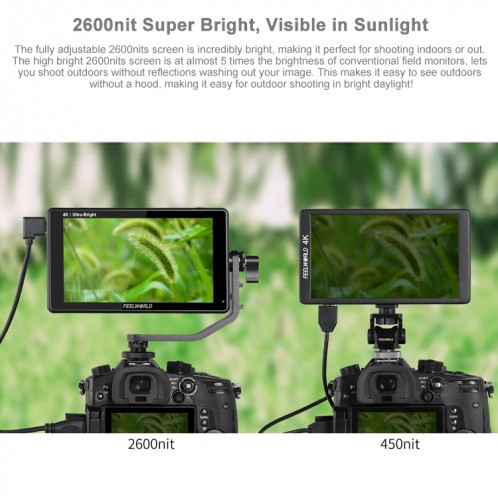 FEELWORLD LUT6S 1920x1080 2600 nits 6 pouces écran IPS HDMI 4K écran tactile SDI HDI caméra moniteur de terrain SF1131768-025