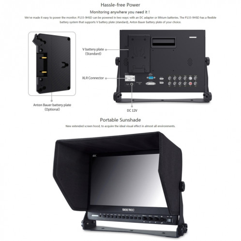 SEETEC P133-9HSD 1920x1080 13,3 pouces Niveau de diffusion Full HD Media Film Camera Field Monitor SS11381417-011