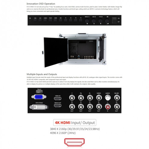 SEETEC P173-9HSD-CO 1920x1080 17,3 pouces SDI / HDMI 4K niveau de diffusion photographie professionnelle moniteur de terrain de caméra SS1139557-08
