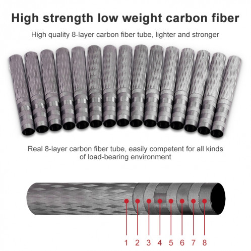 Trépied portable réglable en fibre de carbone TRIOPO 853 avec tête sphérique D2-A pour appareil photo reflex ST1156266-017