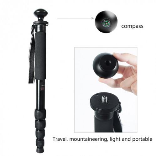 BEXIN MAS285 Support de monopode en alliage d'aluminium pour appareil photo reflex numérique portable de voyage extérieur (noir) SB200B617-08