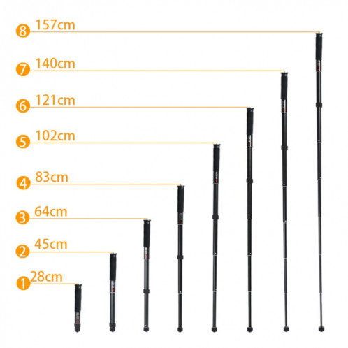BEXIN P308C Portable Voyage Appareil Photo DSLR Extérieur En Alliage D'aluminium Monopod Titulaire (Noir) SB206B573-011
