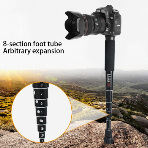 BEXIN P308C Portable Voyage Appareil Photo DSLR Extérieur En Alliage D'aluminium Monopod Titulaire (Noir) SB206B573-011