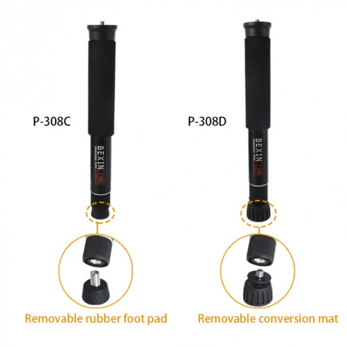 BEXIN P308C Portable Voyage Appareil Photo DSLR Extérieur En Alliage D'aluminium Monopod Titulaire (Noir) SB206B573-011