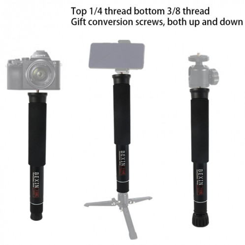 BEXIN P308C Portable Voyage Appareil Photo DSLR Extérieur En Alliage D'aluminium Monopod Titulaire (Noir) SB206B573-011