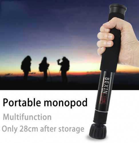 BEXIN P308D Portable Voyage Appareil Photo DSLR Extérieur En Alliage D'aluminium Monopode Titulaire (Noir) SB207B567-010