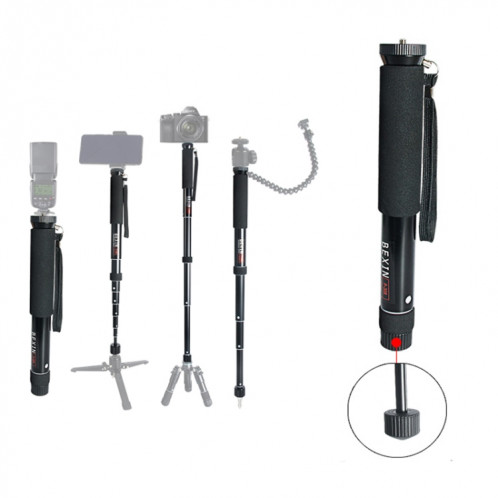 BEXIN P308 Support de monopode en alliage d'aluminium pour appareil photo reflex numérique portable de voyage extérieur (noir) SB208B1094-09