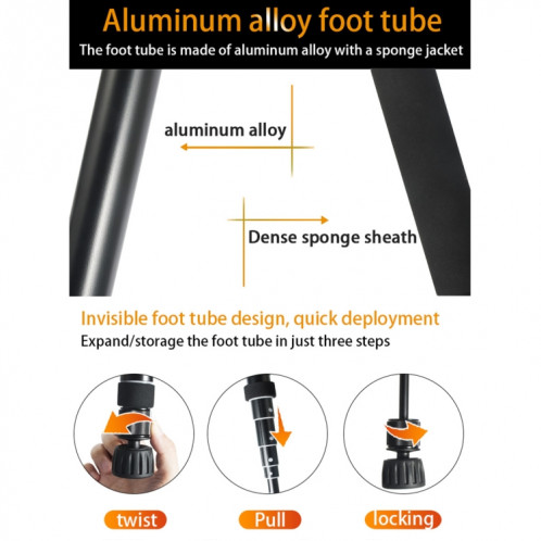 BEXIN P308 Support de monopode en alliage d'aluminium pour appareil photo reflex numérique portable de voyage extérieur (noir) SB208B1094-09