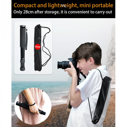 BEXIN P308 Support de monopode en alliage d'aluminium pour appareil photo reflex numérique portable de voyage extérieur (noir) SB208B1094-09