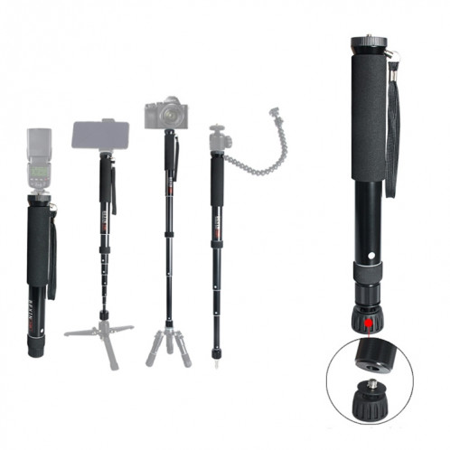 BEXIN P308B Support de monopode en alliage d'aluminium pour appareil photo reflex numérique portable de voyage extérieur (noir) SB210B1811-012