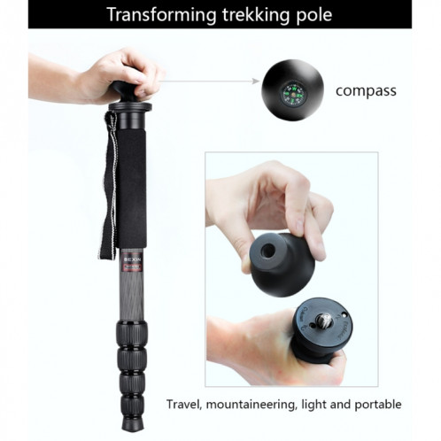 BEXIN MCS285 Support de monopode en fibre de carbone pour appareil photo reflex numérique portable de voyage extérieur (noir) SB211B295-09