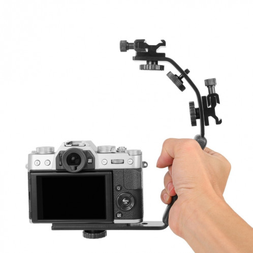 Support de caméra en aluminium avec support de flash en forme de L (noir) SH213B1593-06