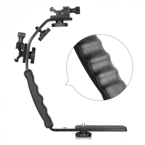 Support de caméra en aluminium avec support de flash en forme de L (noir) SH213B1593-06