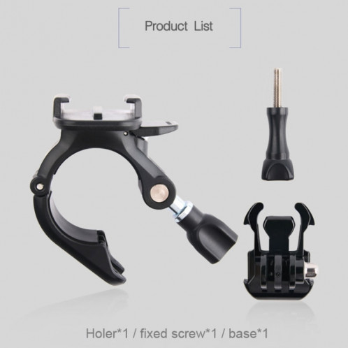 GP435 Support de Fixation de guidon de moto de petite taille pour GoPro HERO6 / 5/5 Session / 4 Session / 4/3 + / 3/2/1 / Fusion, Xiaoyi et autres caméras d'action (Noir) SH223B1000-08