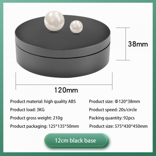 12cm 360 degrés Tritatif tournant Matte Stand Stand Stand de prise de vue Vidéo Props PlayTable, Charge: 3kg (Noir) SH360B255-09