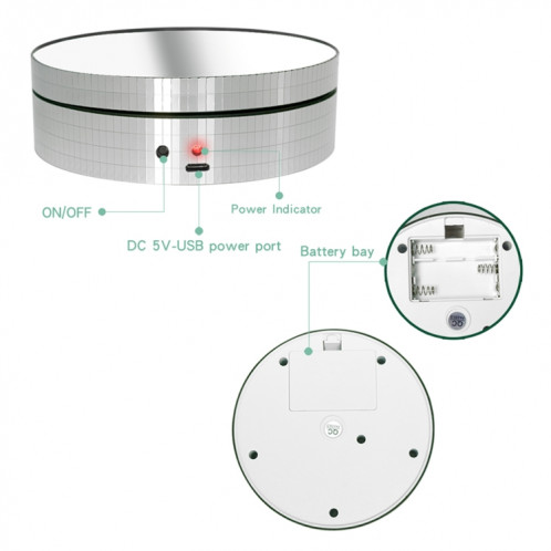 12 cm 360 degrés tournant en platine de platine de platine électrique d'affichage électrique de prise de vue vidéo ProPs PlayTable, charge: 3kg (blanc) SH360W93-09