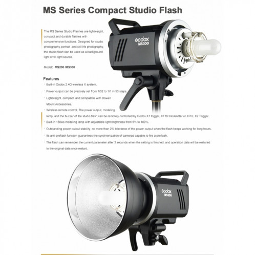 Godox MS300 Studio Light Flash 300ws Bowens Studio Studio Speedlight (Fiche EU) SG75EU360-08