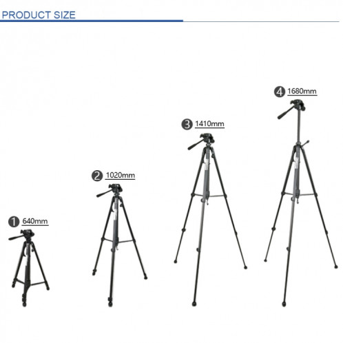 Weifeng WT-3560 Jambes pliantes à 3 sections en Alliage d'aluminium en aluminium en aluminium (noir) SH378B85-08