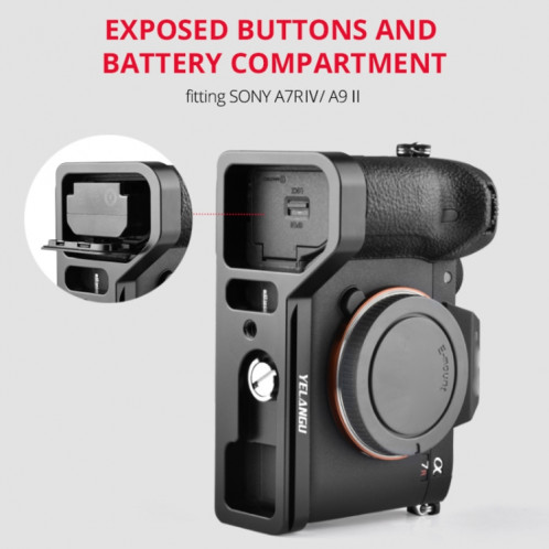 Caméra Yelangu CL8 Caméra Plaque de base L Plaque L pour Sony ILCE-9M2 / A9 II / ILCE-7RM4 / A7R IV (Noir) SY387B1850-08
