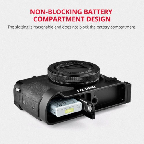 Yelangu Knangle CL9-A Caméra Kit de plaque de base L Caméra avec lampe à LED + trépied + tête à bille pour canon G7X2 / G7X3 (Noir) SY388B1218-09