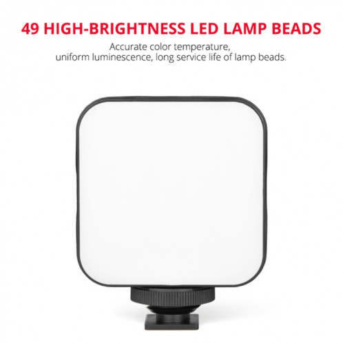 Yelangu Knangle CL9-A Caméra Kit de plaque de base L Caméra avec lampe à LED + trépied + tête à bille pour canon G7X2 / G7X3 (Noir) SY388B1218-09
