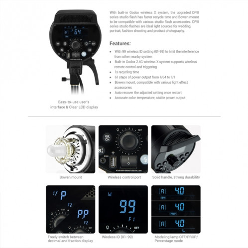 Godox DP1000III Studio Light Flash 1000ws Bowens Mount Studio Speedlight (UE Plug) SG01EU1625-07