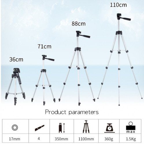 Trépied en direct sur émetteur avec 4 sections, pieds en alliage d'aluminium et trépied tridimensionnel en forme de U pour reflex numérique et appareil photo numérique, hauteur réglable: 35-106cm SH1445100-08