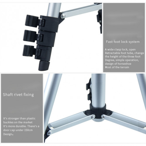 Trépied en direct sur émetteur avec 4 sections, pieds en alliage d'aluminium et trépied tridimensionnel en forme de U pour reflex numérique et appareil photo numérique, hauteur réglable: 35-106cm SH1445100-08