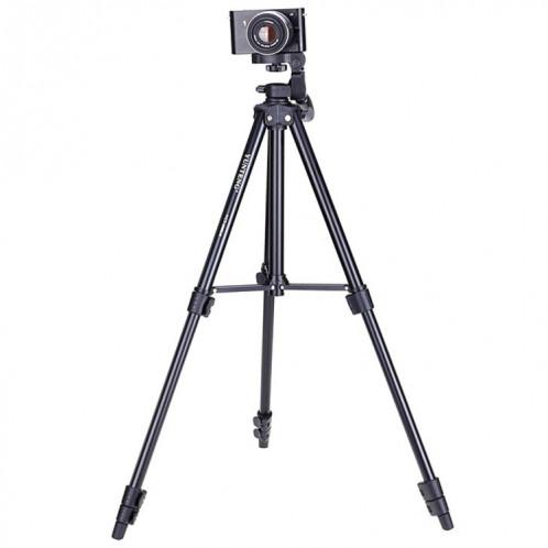 YUNTENG VCT-680RM Support de trépied en alliage d'aluminium à 4 sections repliables avec tête de trépied tridimensionnelle pour reflex numérique et appareil photo numérique, hauteur réglable: 46-138cm (noir) SH446B1309-09