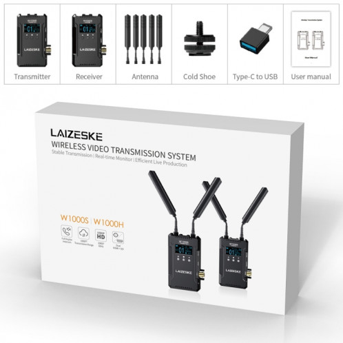 LAIZESKE W1000S HDMI + 1000ft double SDI système de transmission vidéo sans fil (Noir) SH466B586-013