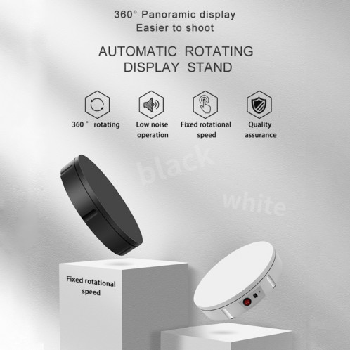 Stand de rotation électrique de 22 cm Stand de prise de vue vidéo PLATTIFIBLES, CHARGEMENT: 50KG, Bouchon EU (Blanc) SH534W1139-08