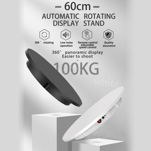60cm d'affichage à rotation électrique des accessoires plateau de platine, charge: 100 kg, fiche UE (blanc) SH536W379-08
