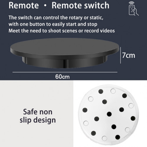 60cm d'affichage rotatif électrique de stand accessoires plateau tournants, charge: 100 kg, fiche UE (noir) SH536B1306-08