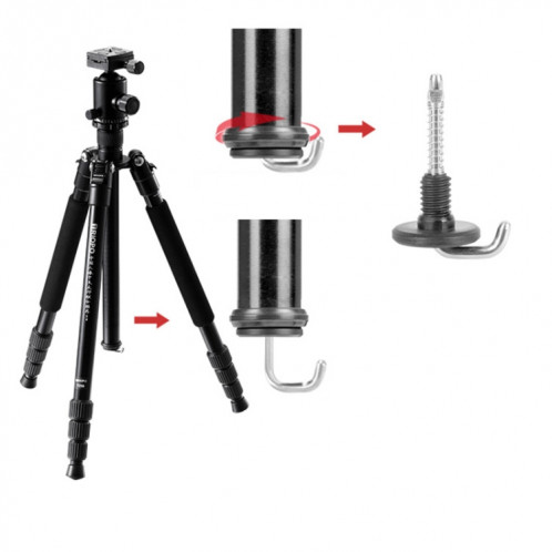 Monopod Triopo T258 en alliage d'aluminium avec tête de boule D2 (Noir) ST562B1655-08