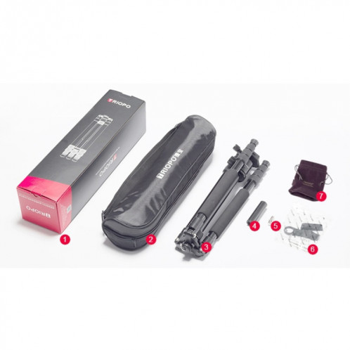 Monopod Triopo T258 en alliage d'aluminium avec tête de boule D2 (Noir) ST562B1655-08