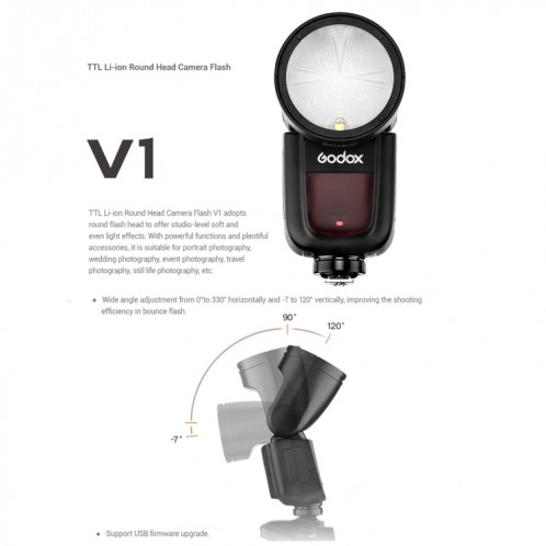 Godox V1N Tête ronde TTL Flash Speedlite pour Nikon (Noir) SG636B1698-08