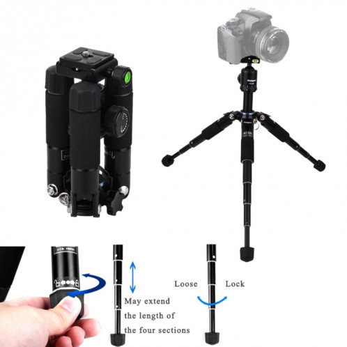 Fotopro M-5 MINI réglable 160 mm-470 mm 3 kg de charge support de trépied en alliage d'aluminium support de support pour Machine à cartes et DSLR et Lomo et appareil photo sans miroir et appareil photo numérique SF1672848-08