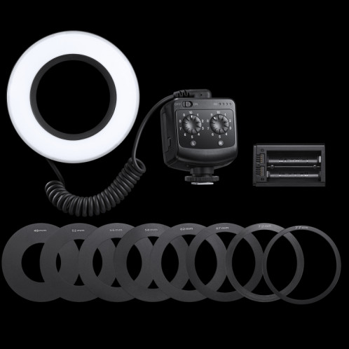 Godox Ring72 Bague macro 48 LED lumière flash avec 8 sonneries d'adaptateur de taille différente (noir) SG678B1973-07