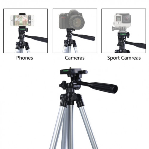 Support de trépied en alliage d'aluminium à 4 secondes de 130 cm avec tête tridimensionnelle (noir) SH686B1291-07