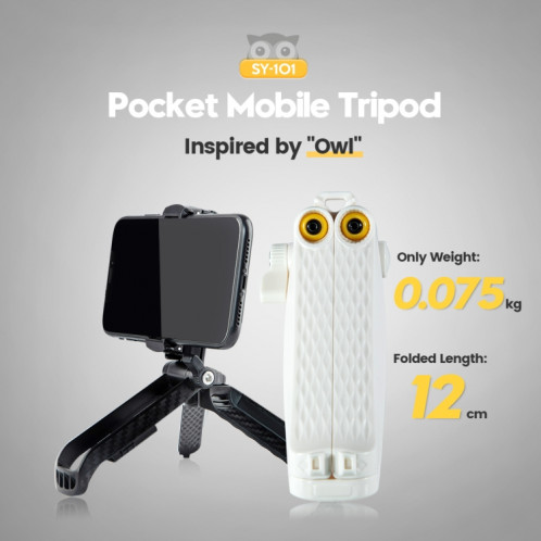 Support de trépied de poche Fotopro SY-101 avec pince de téléphone pour smartphones (blanc) SF699W572-05