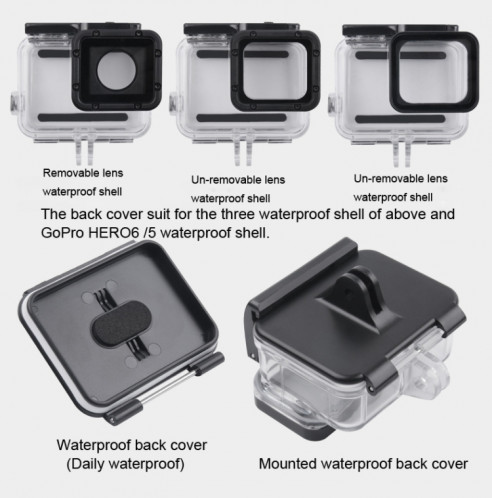 Adaptateur de montage avec pince pour montage arrière avec couvercle arrière étanche pour GoPro HERO6 / 5 (noir) SH730B1843-015
